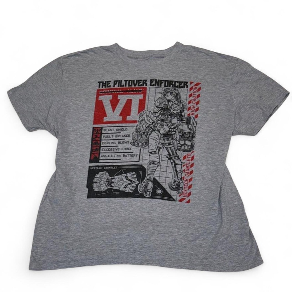 Funko League of Legends Vi Piltover Enforcer Graphic T-Shirt Gray Large